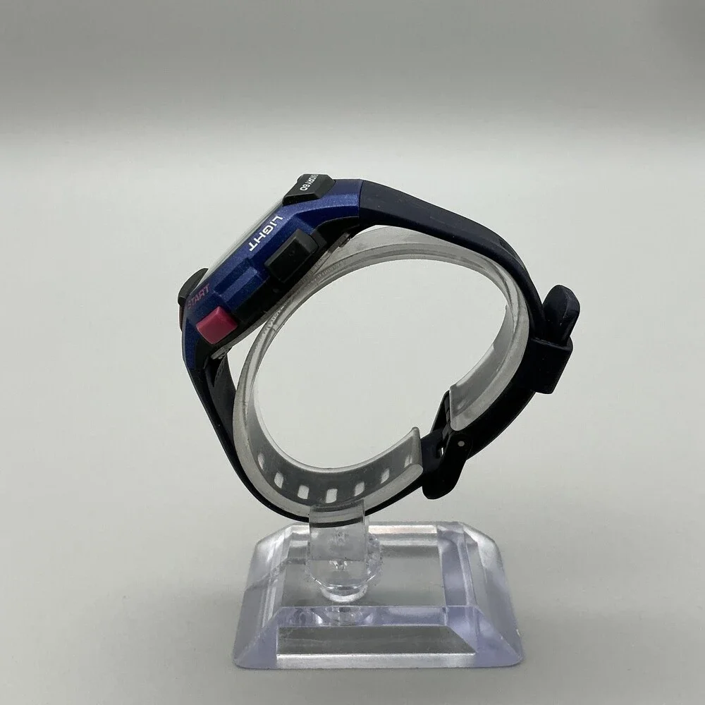 Casio Blue and Black Digital Sport Watch with Pink Accents